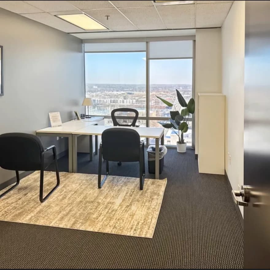 Consultation room overlooking downtown Little Rock on the 17th floor of the Regions Center, home of Vital Longevity Clinic’s Little Rock office